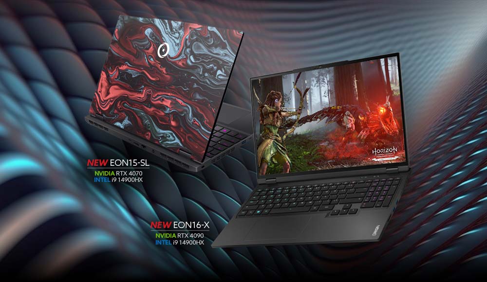 EON16-X and NS-16 laptops available now 1 NEW EON15-SL NVIDIA RTX 4070 INTEL i9 14900HX EON16-X NVIDIA RTX 4090 Intel i9 14900HX